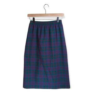 Ermane Vintage Plaid Academia Wool A-Line Skirt Size 7/8